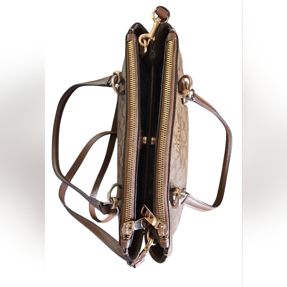 Coach Etta Carry All Tan Signature Shoulder Bag - Picture 9 of 16